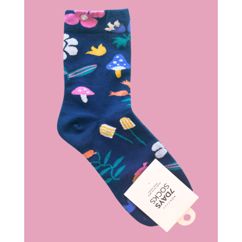 7 Days Navy Mushroom Socks