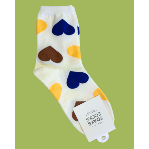 7 Days Big Heart Cream Socks