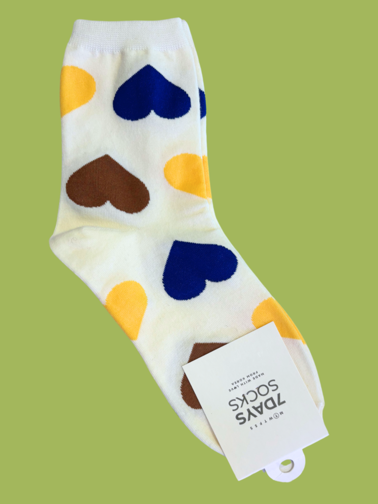 7 Days Big Heart Cream Socks