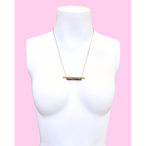 brass and sand Turq Bar Necklace