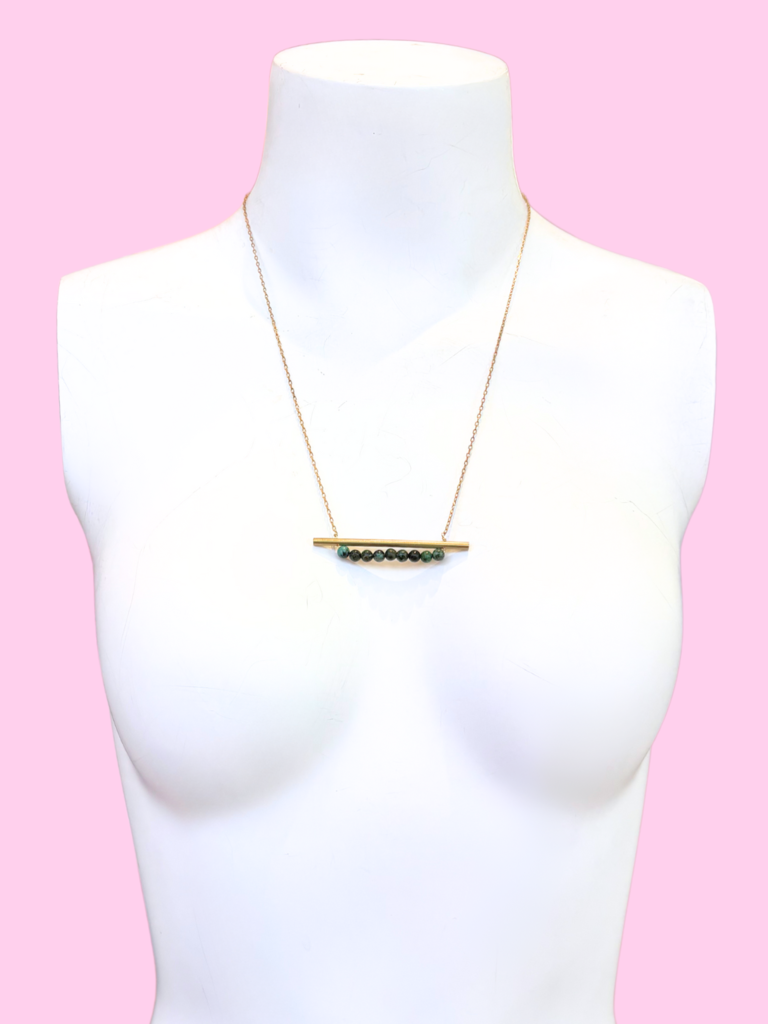 brass and sand Turq Bar Necklace