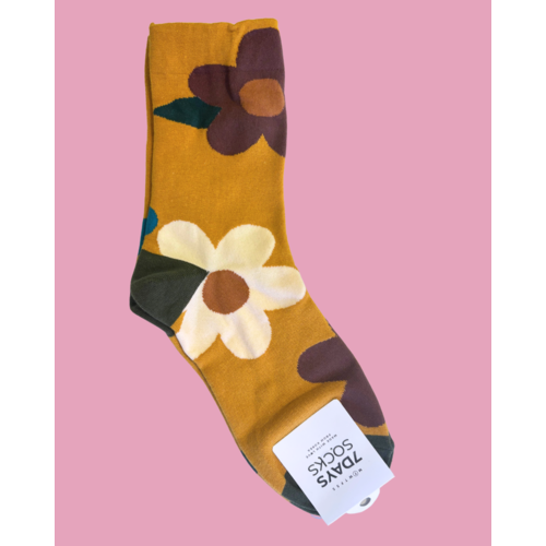 7 Days Big Flower Socks Mustard 7 Days Big Flower Socks Mustard