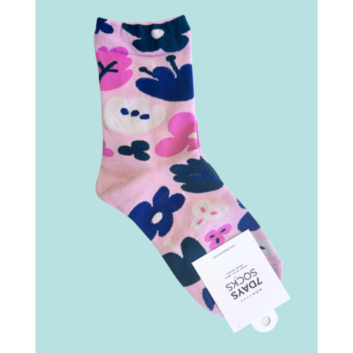 7 Days Big Flower Socks - Pink 7 Days Big Flower Socks - Pink