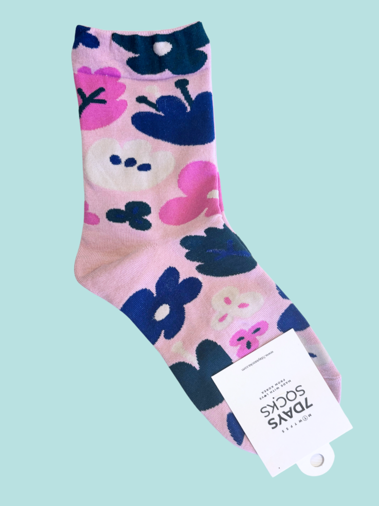 7 Days Big Flower Socks - Pink