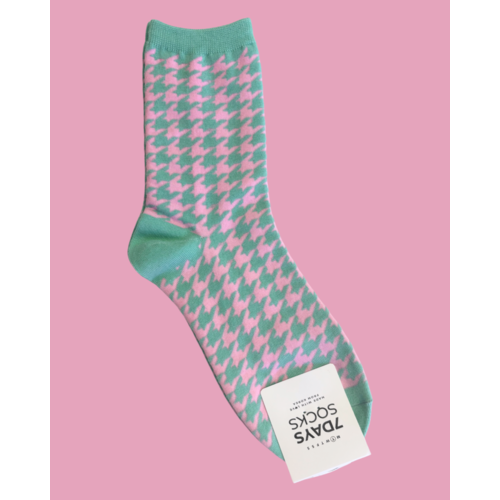 7 Days Pinky Green Houndstooth Socks 7 Days Pinky Green Houndstooth Socks