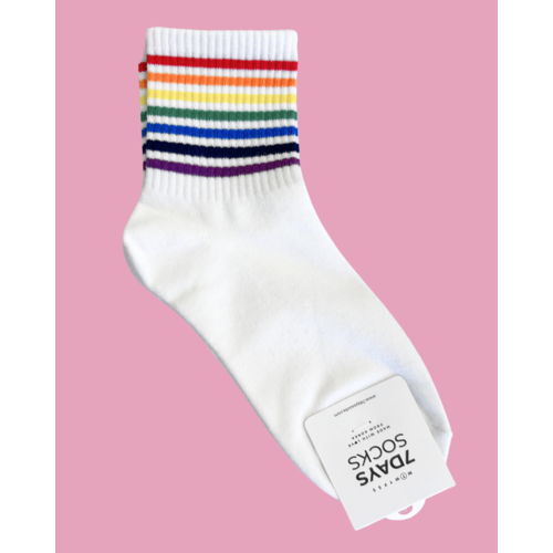 7 Days White Rainbow Socks