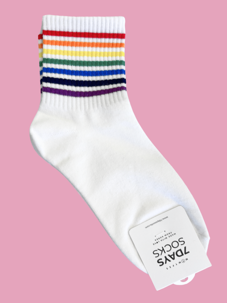 7 Days White Rainbow Socks