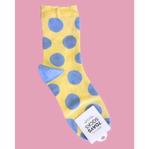 7 Days Pale Yellow Big Dot Socks