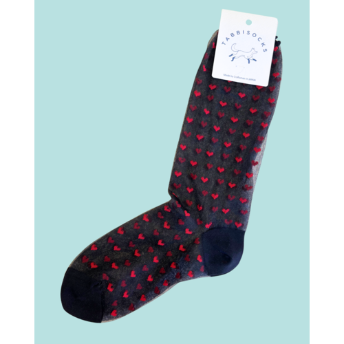 Tabbisocks Party Socks - Sheer Tiny Hearts