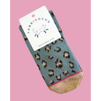 Organic Cotton Crew Socks - Minty Leopard