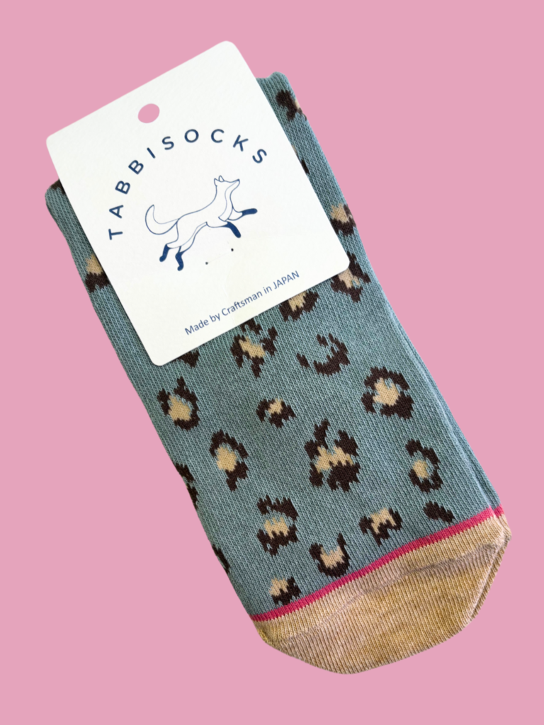 Tabbisocks Organic Cotton Crew Socks - Minty Leopard