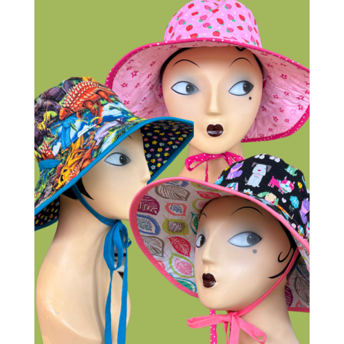 Busy Mushroom Reversible Sun Hat - Multiple Prints