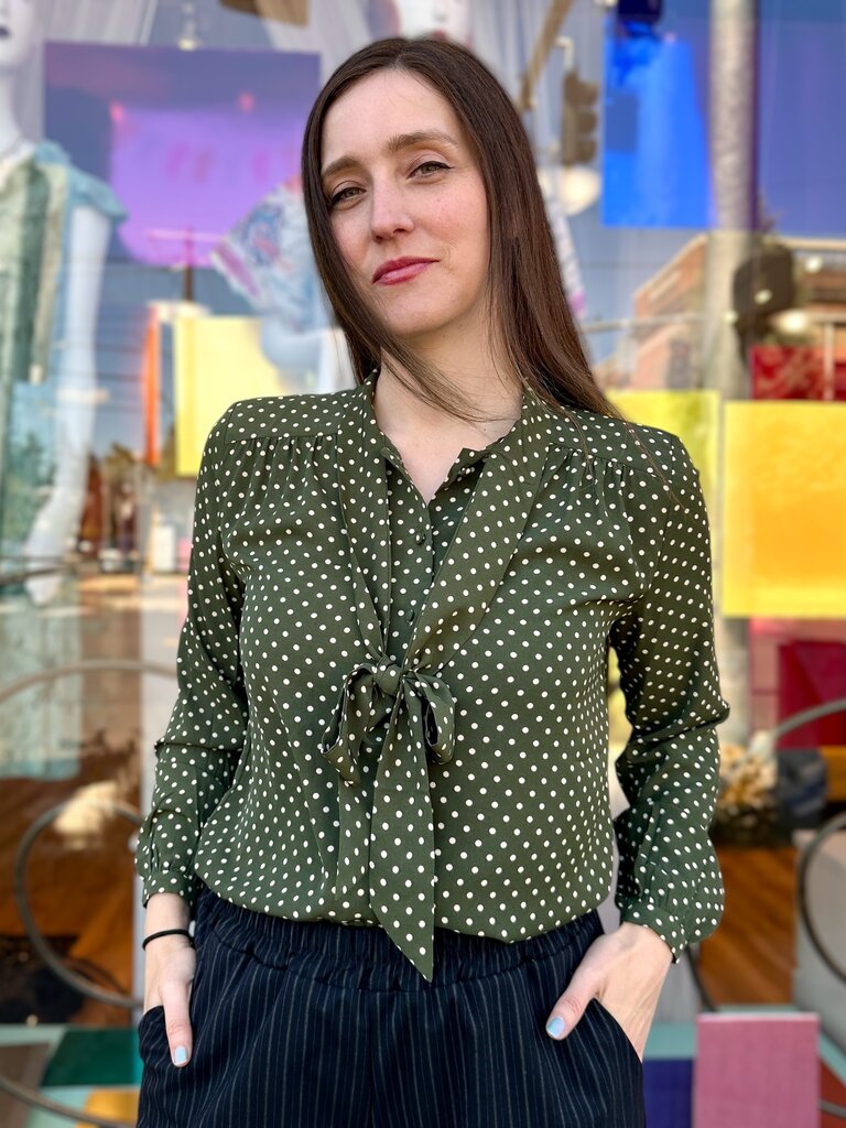 Tulip Darline Blouse - Olive Dot