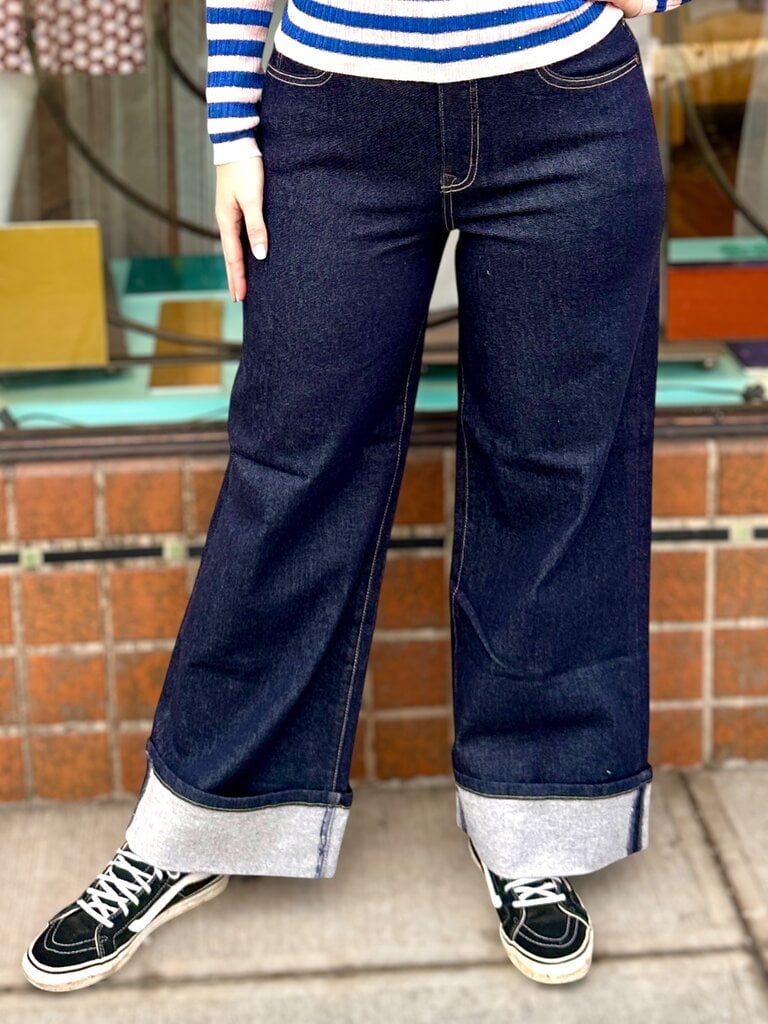 Level 99 Tribeca Wide Cuff Jeans - Stan Blue