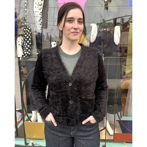 Cameo Fuzzy Cardi - Black