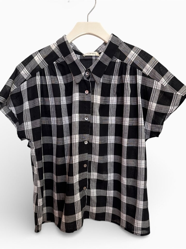 Cameo Carol Blouse - Blk Plaid