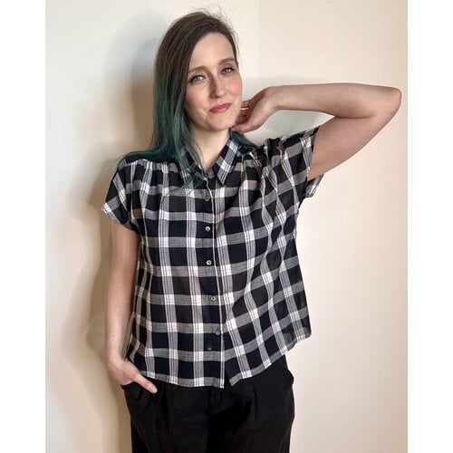 Cameo Carol Blouse - Blk Plaid