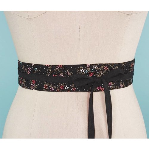 Sarah Bibb Mini Obi Belt- Nightbloom with Coal Ties Sarah Bibb Mini Obi Belt- Nightbloom with Coal Ties