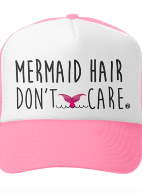 Mermaid Hair Don't Care Pink/White Trucker Hat