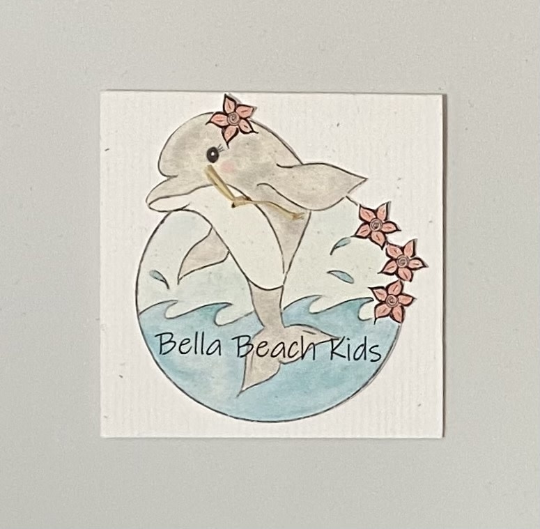 Greeting Cards Enclosure Card - BBK Dolphin w/ Flower