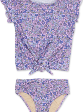 Shade Critters SG02C-214 baby T rashguard set - Purple Ditsy Floral