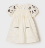 Mayoral 1921 3 Baby Girl Embroidered Dress, Natural