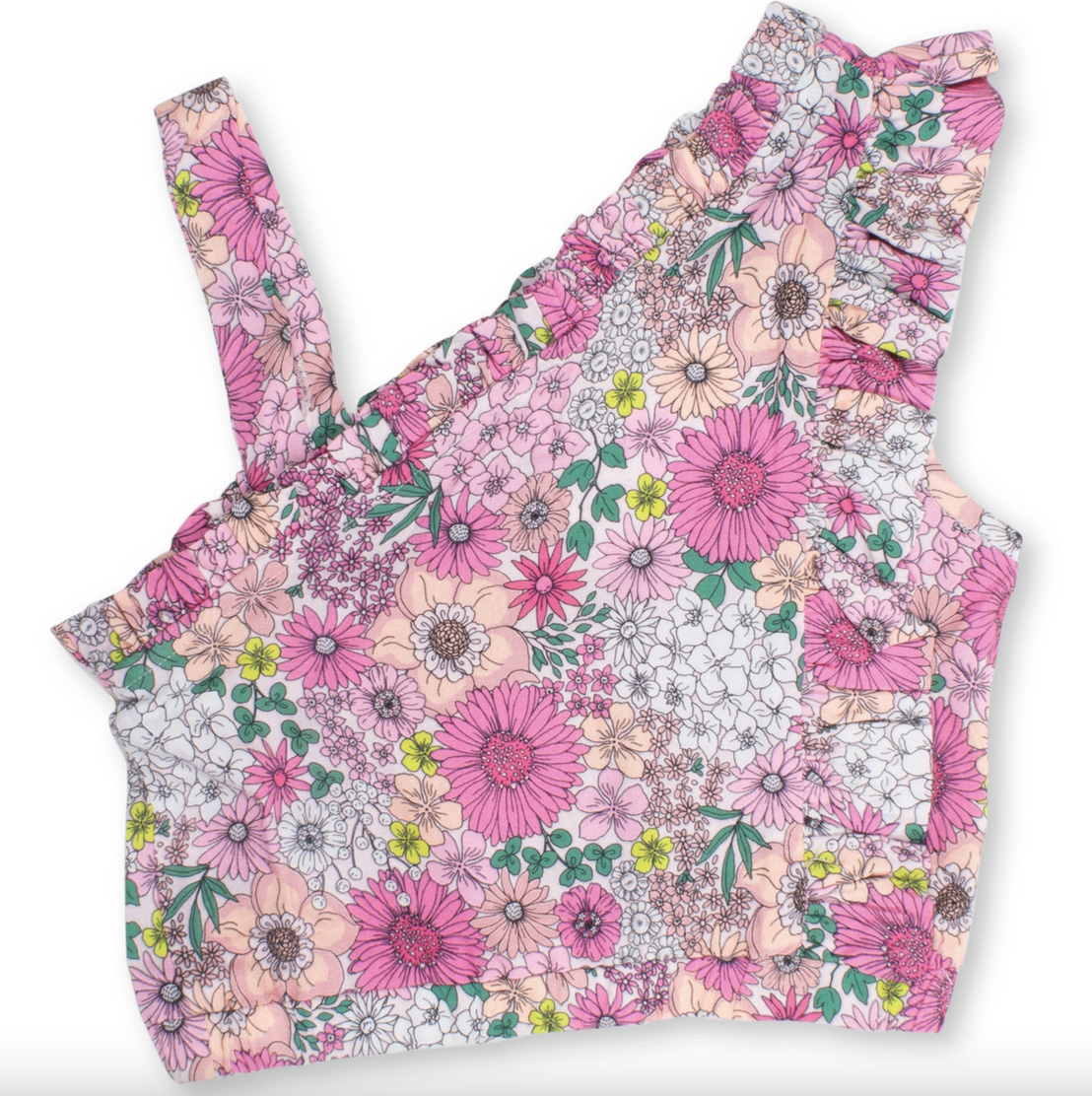 1 Shoulder Top-Mod Floral Pink SR101-236
