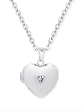 Heart Locket with CZ Silver