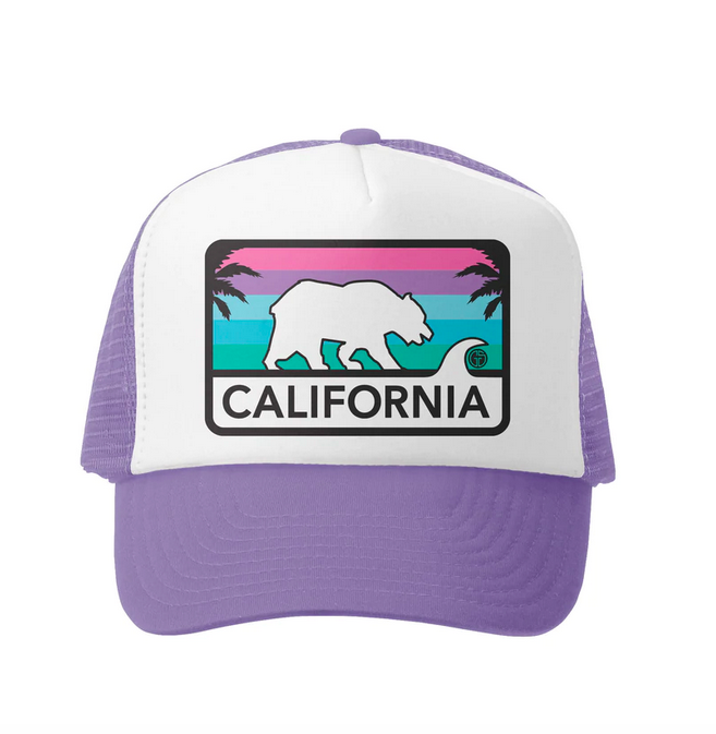 Grom Squad CA License Plate Trucker Hat Lav/White
