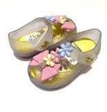 Mary Jane Flower Bow Glitter Clear 3125