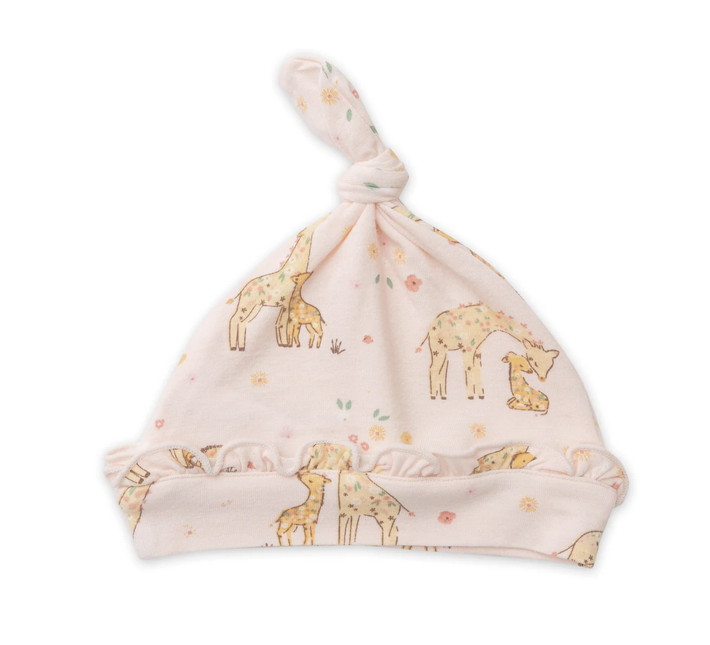 Angel Dear Giraffes/Pink Knotted Hat 0-3 mo.