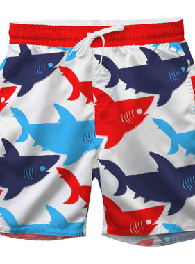 Wes And Willy Patriotic Sharks Trunk-White