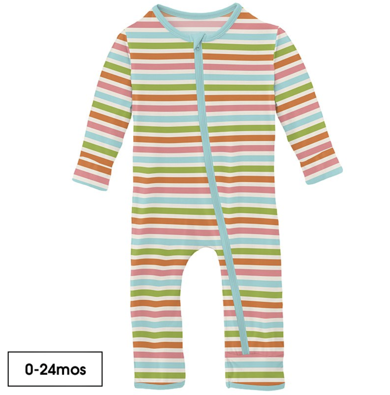 Kickee Pants Coverall with Zipper-Beach Day Stripe