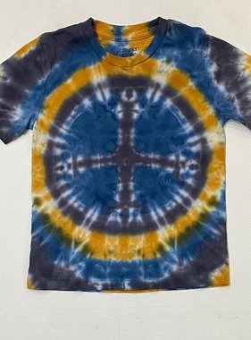 T-shirt Tie Dye Peace Sign Tan/Blue