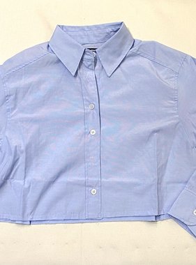 KatieJ NYC Corrine Cropped Button Down - Baby Blue