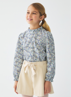 Printed blouse 5641 Blue Floral