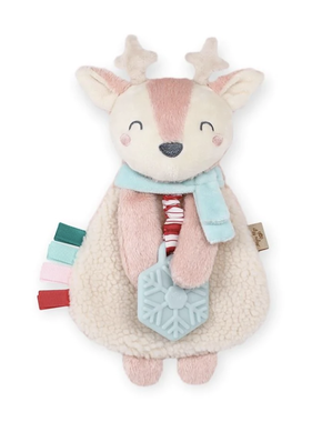 Itzy Lovey Holiday Pink Reindeer Plush + Teether Toy