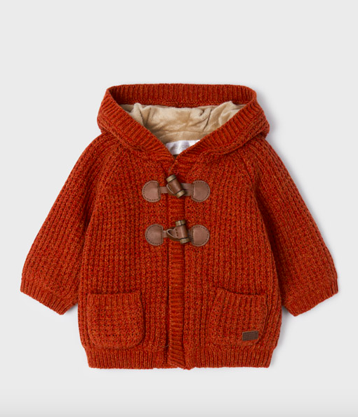 Mayoral 2392 42 Warp Knitted Hooded Jacket, Orange
