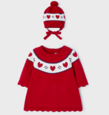 Mayoral 2807 22 Knit Hat/Dress Set, Red
