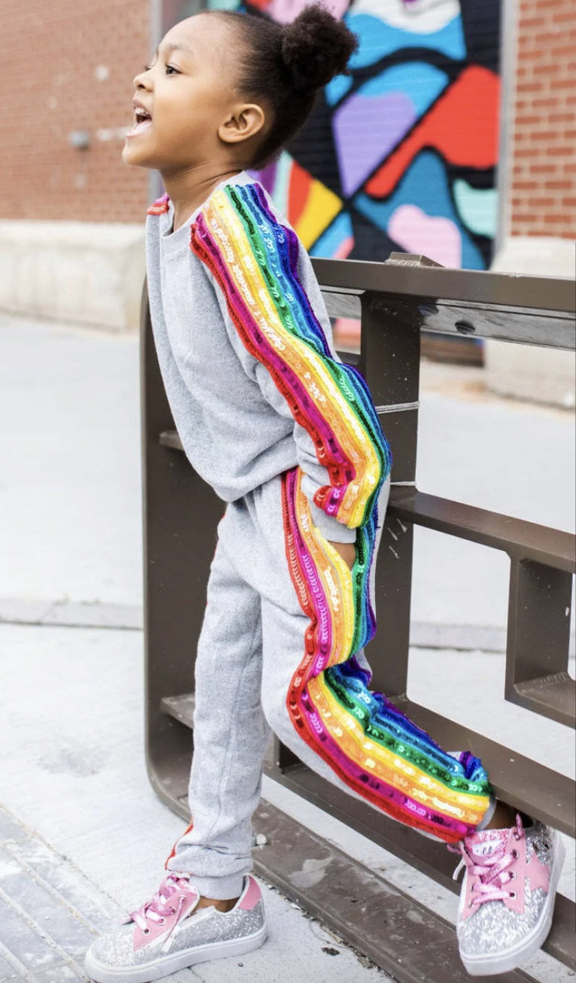 Lola and The Boys Sequin Rainbow Tracksuit Set