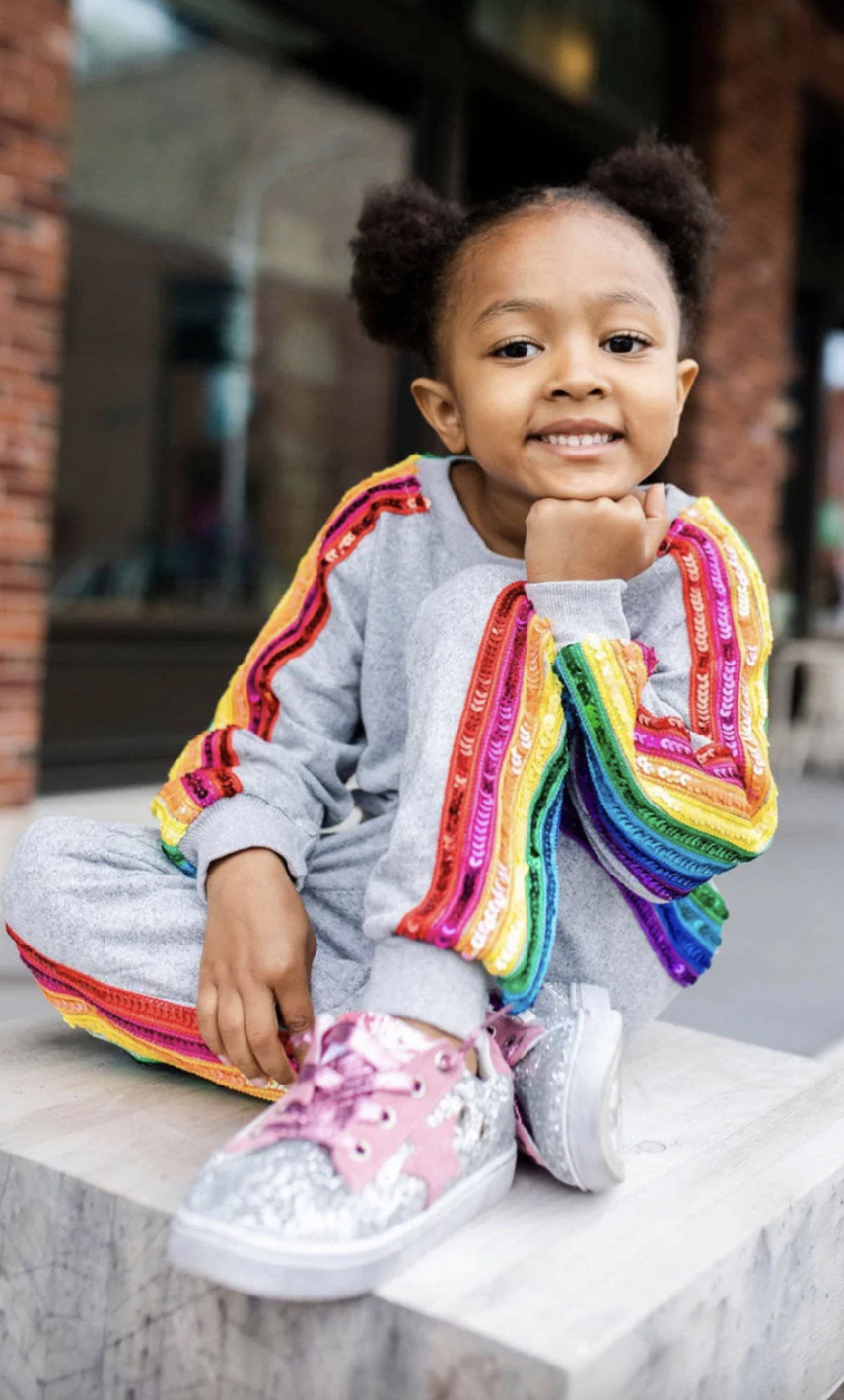 Lola and The Boys Sequin Rainbow Tracksuit Set