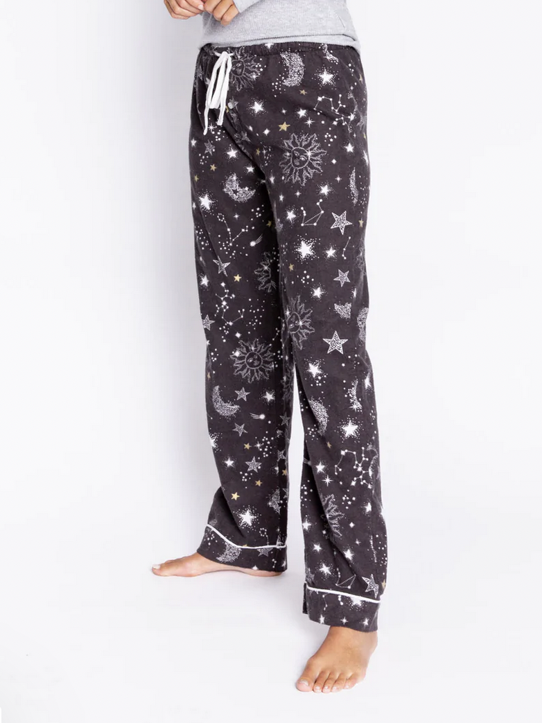 Pj Salvage Flannel Pant-Charcoal Stars