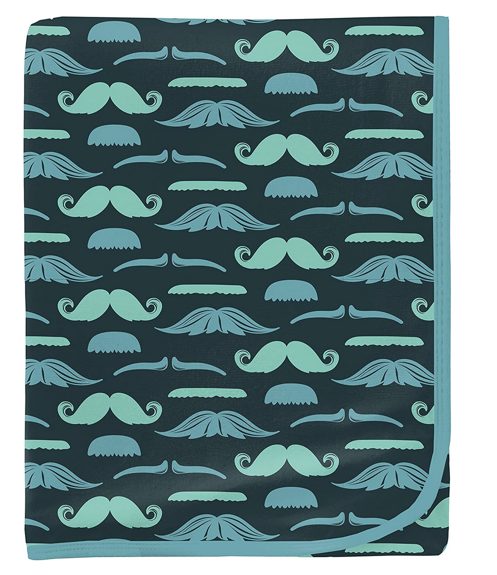 Kickee Pants Print Swaddling Blanket Pine Moustaches