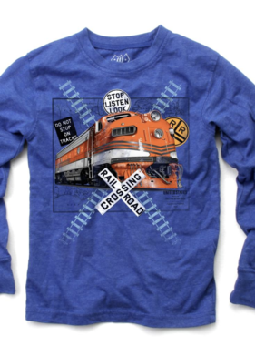 Wes And Willy Train L/S Tee-Blue Moon