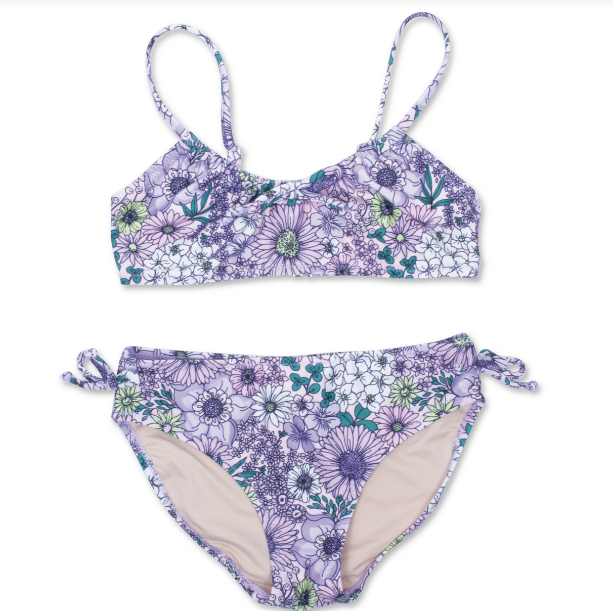 Tie Back Bikini Mod Floral Purple