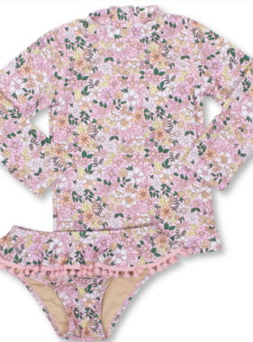 L/S Rash Set Pink Ditsy Floral