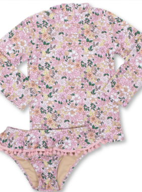 Shade Critters L/S Rash Set Pink Ditsy Floral