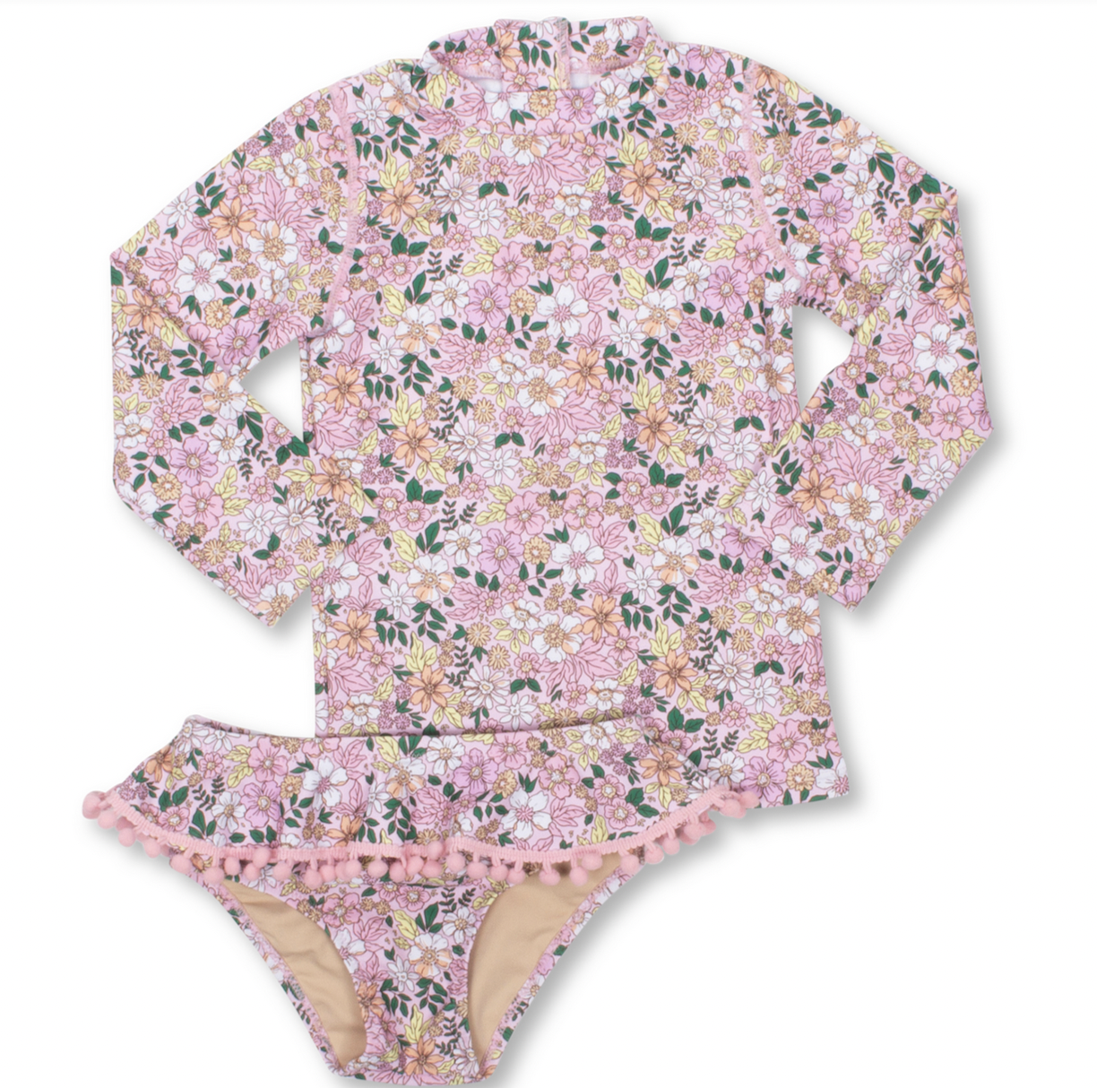 L/S Rash Set Pink Ditsy Floral