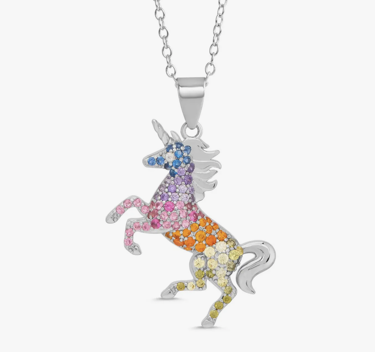 Rainbow CZ Unicorn Necklace 570N