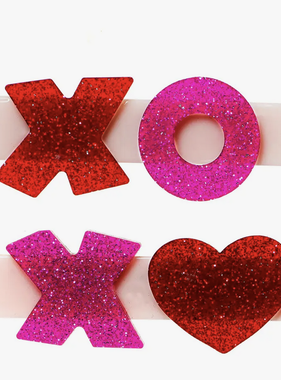 VAL-XOXO red/pink glitter alligator clips